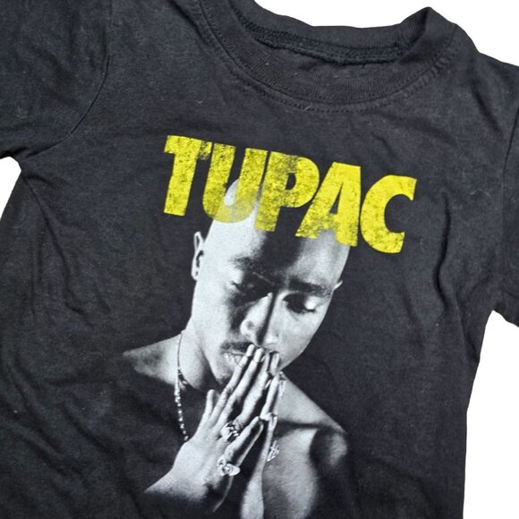 2Pac Graphic Tee Shirt Black Yellow toddler 2T Cotton Polyester Casual Top - Picture 4 of 4